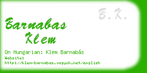 barnabas klem business card