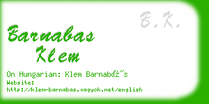 barnabas klem business card